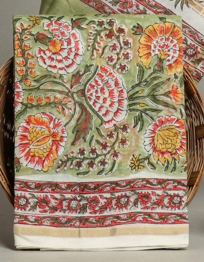 Hand Printed Chanderi Silk Suits with Chanderi Silk Dupatta