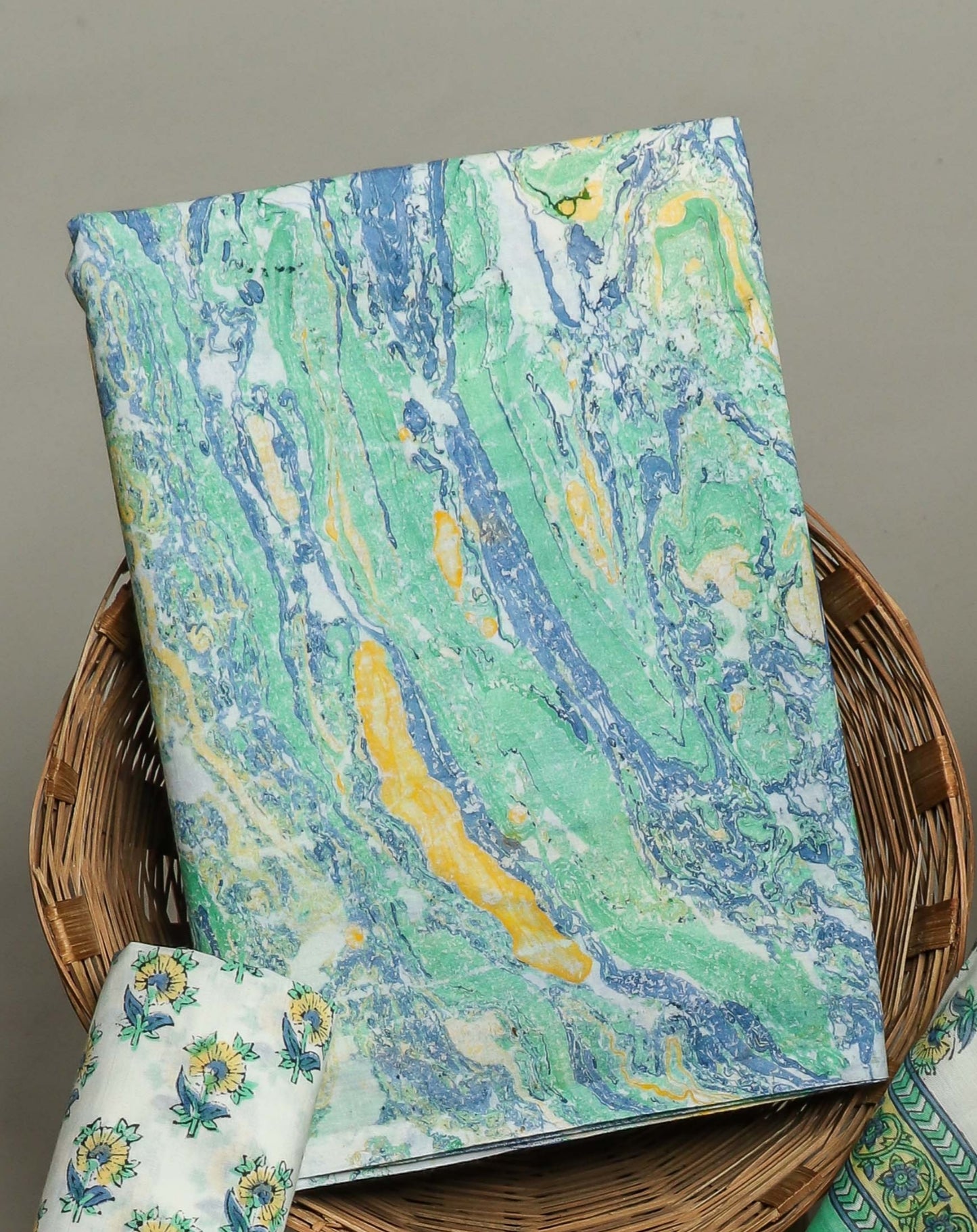 Hand Block Printed Cotton Suit with Chanderi Dupatta