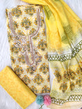 FLORAL PRINTED COTTON GOTA PATTI SUIT WITH COTTON DUPATTA