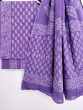 Hand Block Printed Cotton Suit With Mulmul Cotton Dupatta