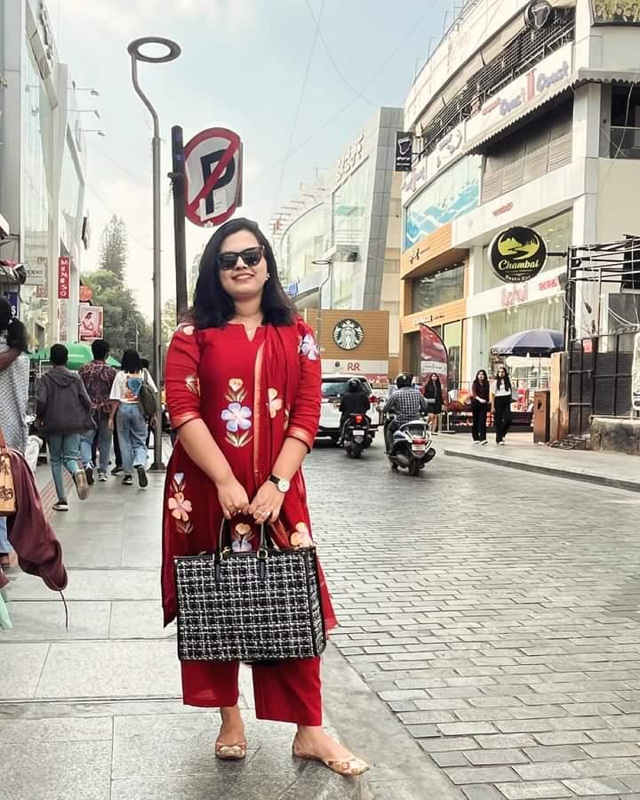 Hand Painted Maheshwari Silk Suit with Maheshwari Silk Dupatta