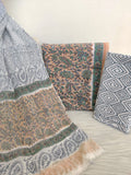 HAND BLOCK PRINTED COTTON SUIT WITH PURE CHIFFON DUPATTA
