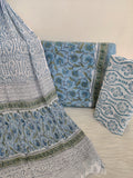 Hand Block Printed Cotton Suit with Pure Chiffon dupatta
