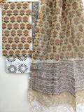 Hand Block Printed Cotton Suit with Cotton Kota Doria dupatta