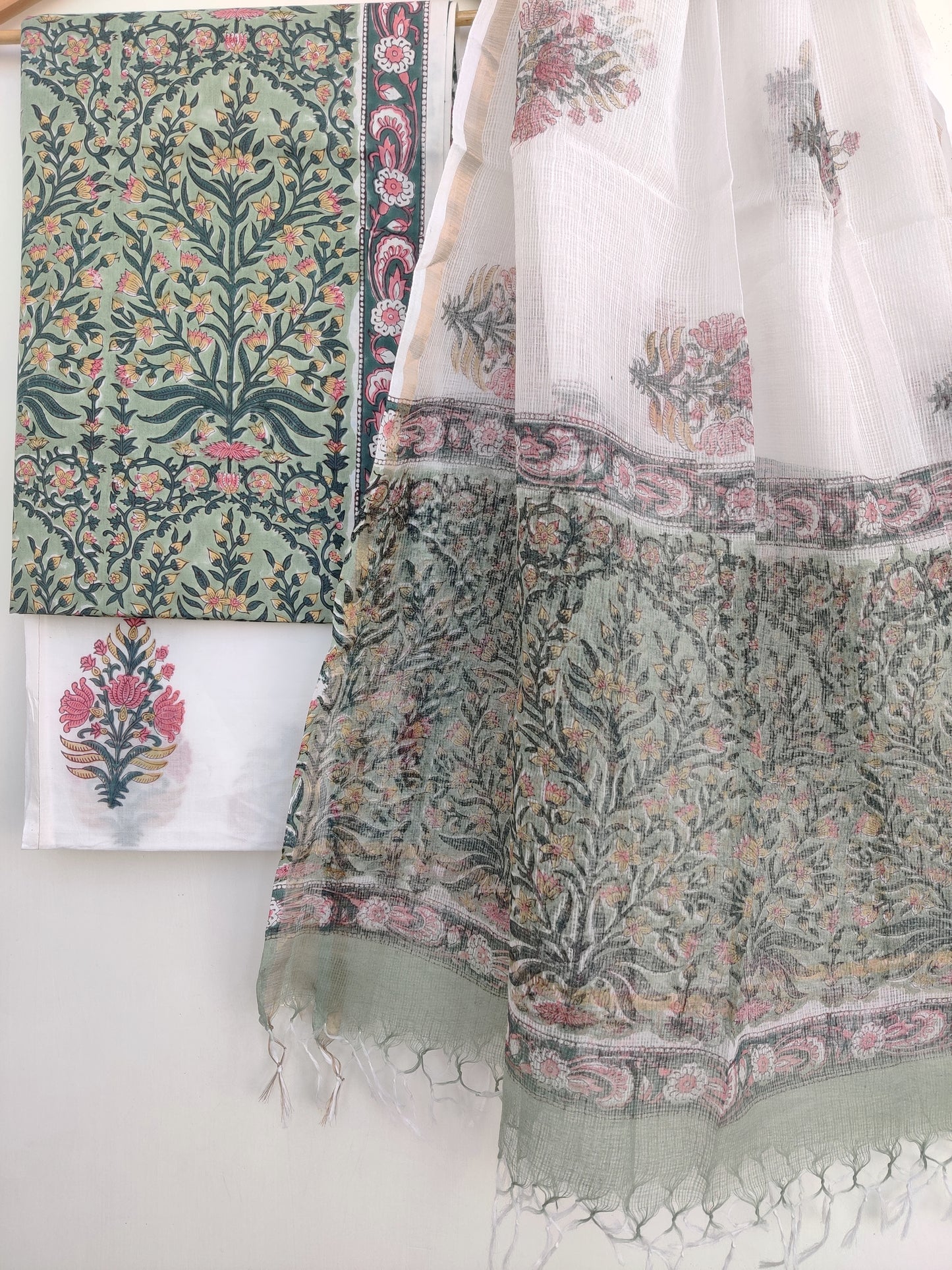 Hand Block Printed Cotton Suit with Cotton Kota Doria dupatta9
