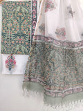 Hand Block Printed Cotton Suit with Cotton Kota Doria dupatta9