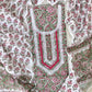 HAND BLOCK PRINTED CROCHET WORK SUITS WITH MULMUL DUPATTA
