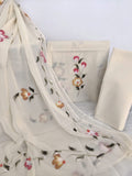 HAND PAINTED COTTON SUIT WITH PURE CHIFFON DUPATTA