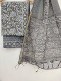 Hand Block Printed Cotton Suit with Cotton Kota Doria dupatta