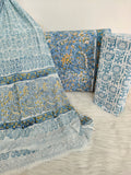 HAND BLOCK PRINTED COTTON SUIT WITH PURE CHIFFON DUPATTA