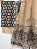 (KALAMKARI) Hand Block Printed Cotton Suit with Cotton Kota Doria dupatta3