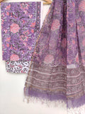 Hand Block Printed Cotton Suit with Cotton Kota Doria dupatta de