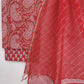 RED BLOCK PRINTED COTTON SUIT WITH LEHRIYA KOTA DORIA DUPATTA
