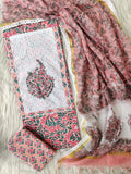 HANDBLOCK PRINTED BOOTA PRINT WORK SUITS WITH KOTA DORIA DUPATTA