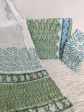Hand Block Printed Cotton Suit with Pure Chiffon dupatta