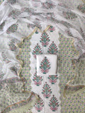 Hand Block Printed Cotton Suit with Cotton Kota Doria dupatta