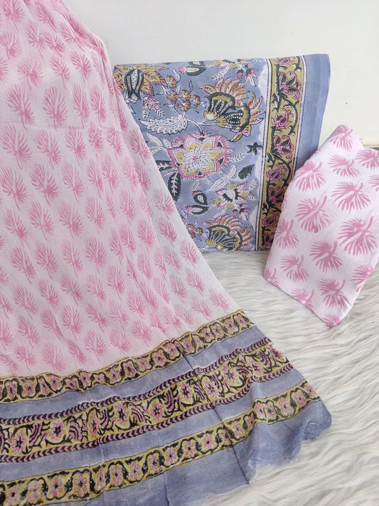HAND BLOCK PRINTED COTTON SUIT WITH PURE CHIFFON DUPATTA4