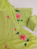 HAND PAINTED COTTON SUIT WITH PURE CHIFFON DUPATTA77