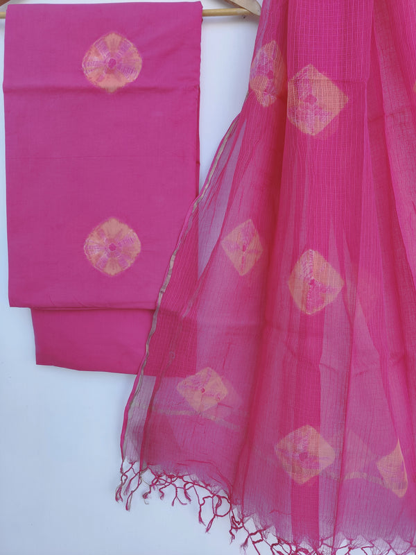 Hand Block Printed Cotton Suit with Cotton Kota Doria dupatta