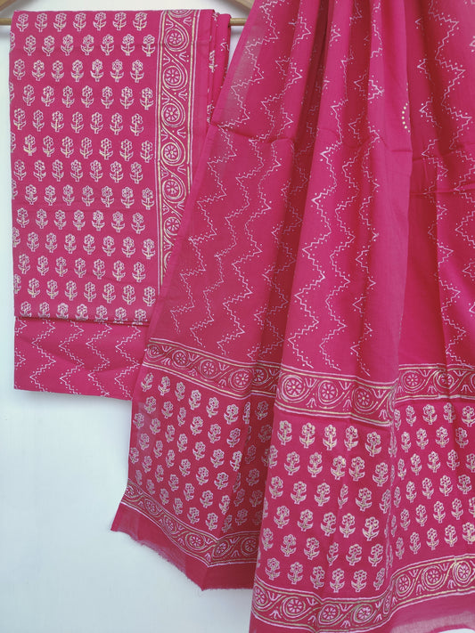 Hand Block Printed Cotton Suit with Cotton dupatta3
