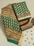 Hand Block Printed Maheshwari Silk Suit with Maheshwari Silk Dupatta  2