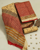 Hand Block Printed Maheshwari Silk Suit with Maheshwari Silk Dupatta  2