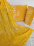 Hand Block Printed Cotton Suit with Pure Chiffon dupatta