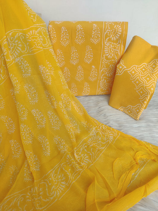 Hand Block Printed Cotton Suit with Pure Chiffon dupattaa4