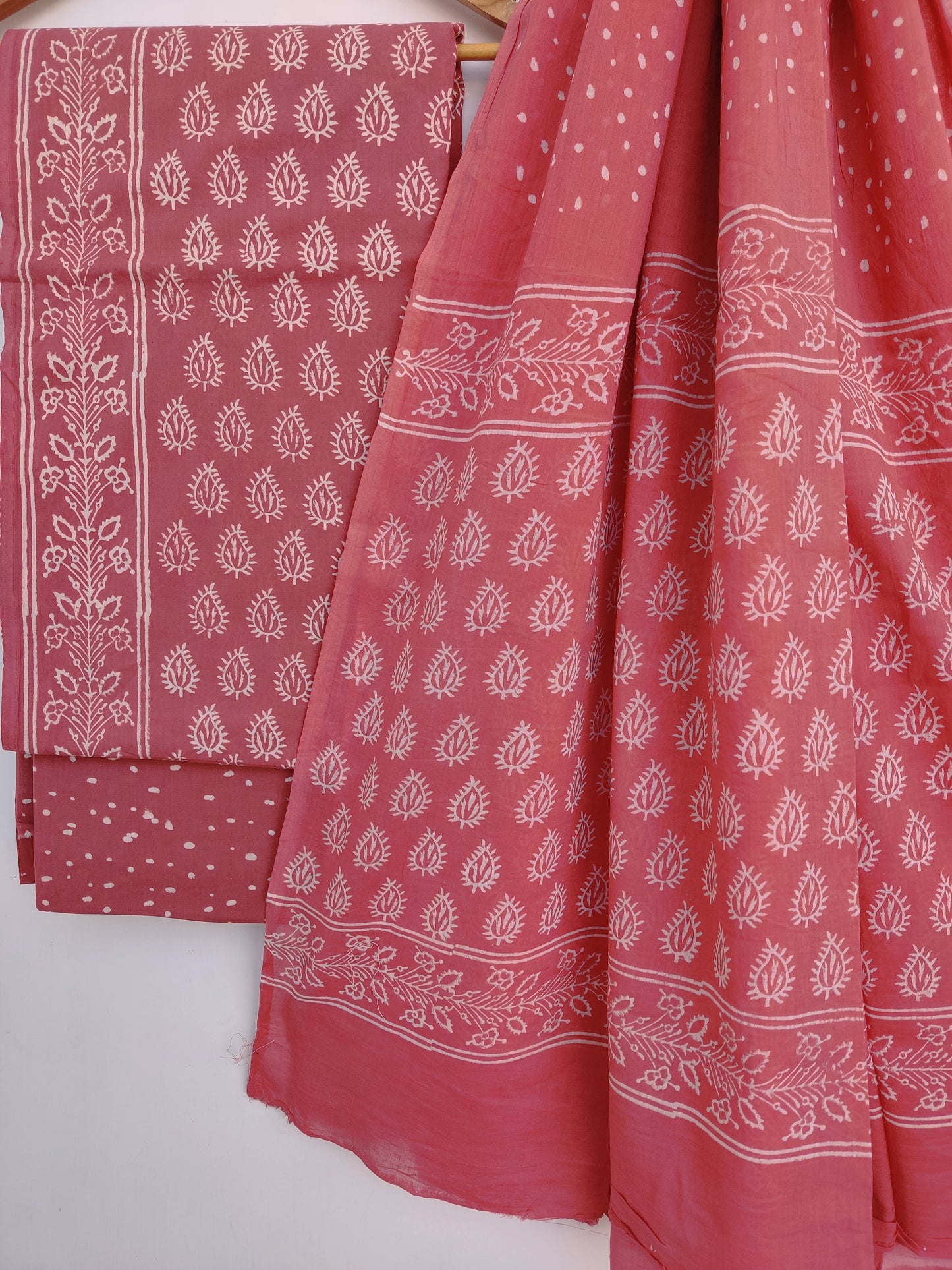 Hand Block Printed Cotton Suit with Cotton dupattaa87