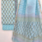 Hand Block Printed Cotton Suit with Cotton Kota Doria dupatta.