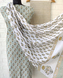 Hand Block Printed Cotton Suit with Mulmul dupatta