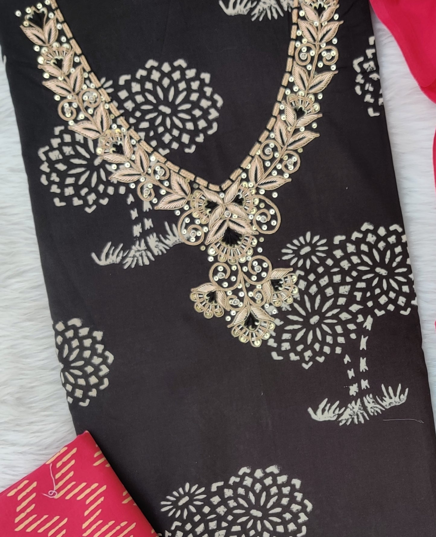 FLORAL PRINTED COTTON GOTA PATTI SUIT WITH COTTON DUPATTA 11