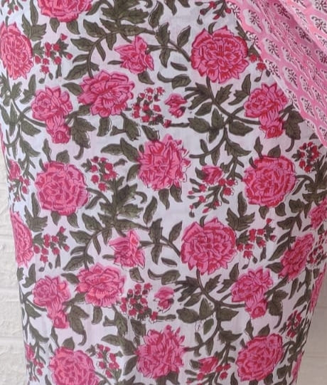Block Printed Cotton Suit with Mulmul dupatta