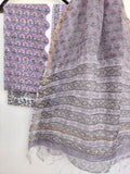 Unstitched Hand Block Printed Cotton Suit with Cotton Kota Doria dupatta