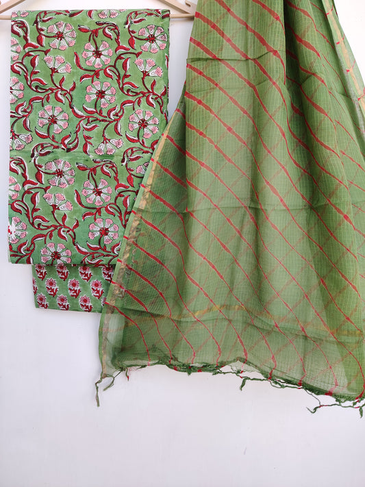BLOCK PRINTED COTTON SUIT WITH LEHRIYA KOTA DORIA DUPATTA1