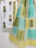 Hand Block Printed Cotton Suit with Cotton Kota Doria dupatta