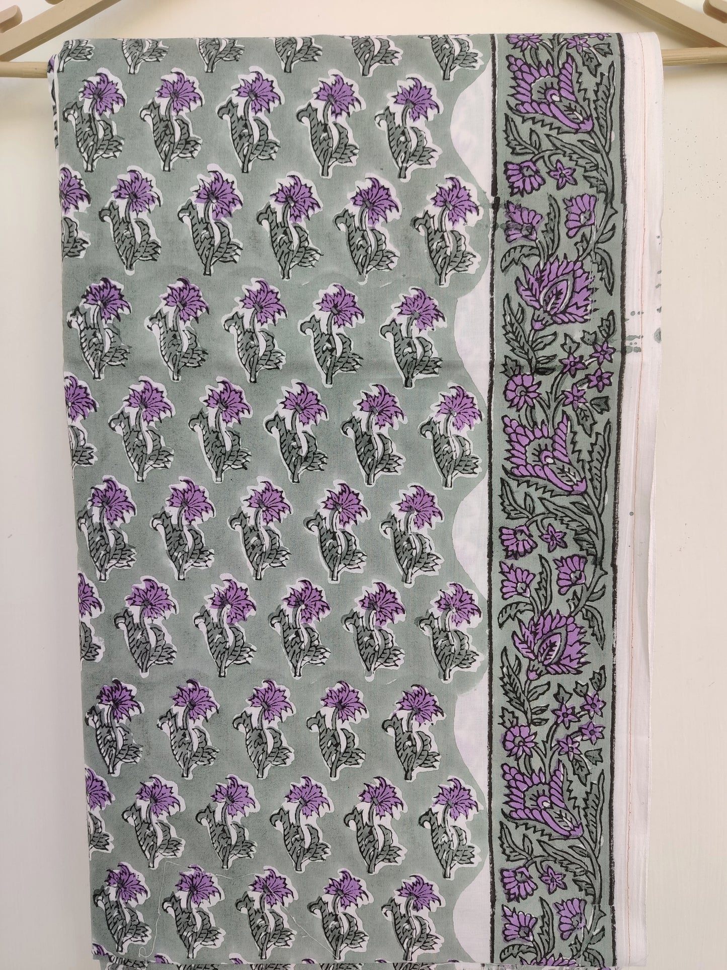 Hand Block Printed Cotton Suit with Cotton Kota Doria dupatta