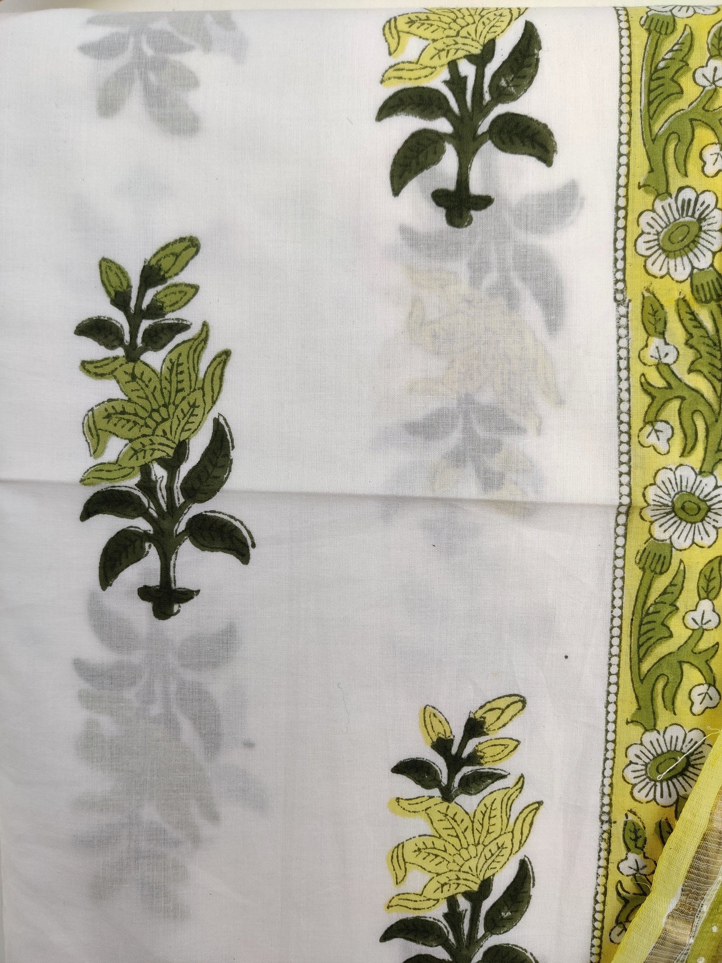 Hand Block Printed Cotton Suit with Cotton Kota Doria dupatta