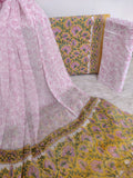 HAND BLOCK PRINTED COTTON SUIT WITH PURE CHIFFON DUPATTA