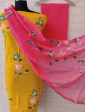 Hand Painted Cotton Suit with Cotton Kota Doria dupatta