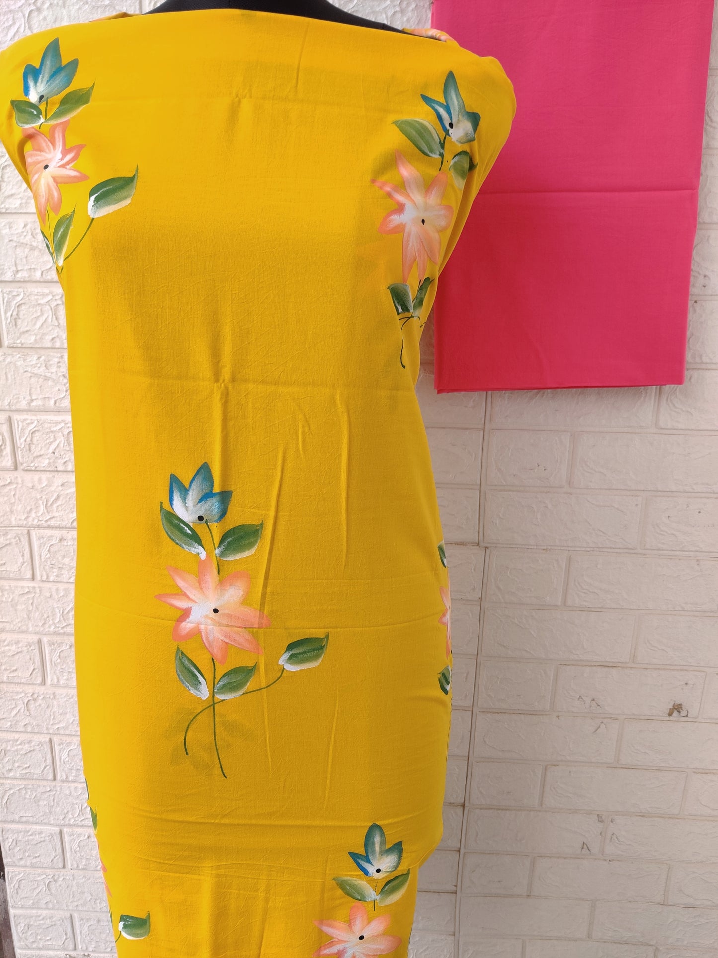 Hand Painted Cotton Suit with Cotton Kota Doria dupatta