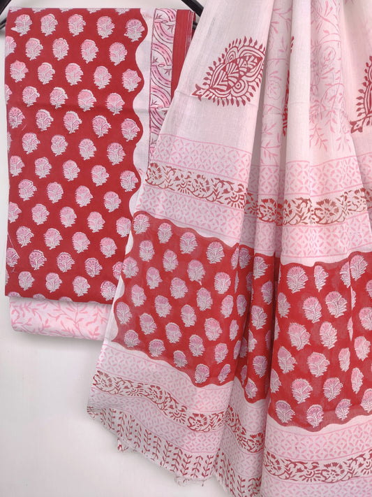 Block Printed Cotton Suit with mulmul cotton Dupatta9