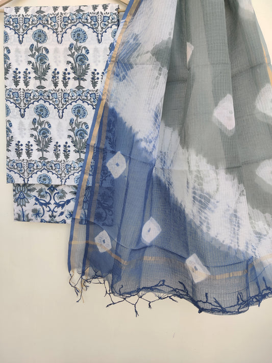 BLOCK PRINTED COTTON SUIT WITH LEHRIYA KOTA DORIA DUPATTA5