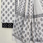 (BLACK & WHITE) Block Printed Cotton Suit with Mulmul dupatta