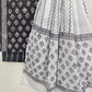 (BLACK & WHITE) Block Printed Cotton Suit with Mulmul dupatta