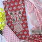 FLORAL PRINTED COTTON GOTA PATTI SUIT WITH CHIFFON DUPATTA