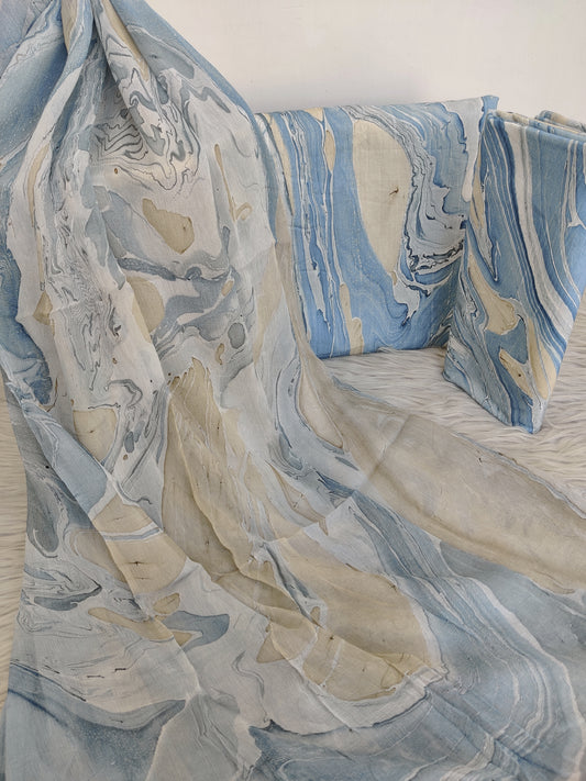 (MARBLE) PRINTED COTTON SUIT WITH PURE CHIFFON DUPATTA