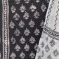 (BLACK & WHITE) Block Printed Cotton Suit with Mulmul dupatta