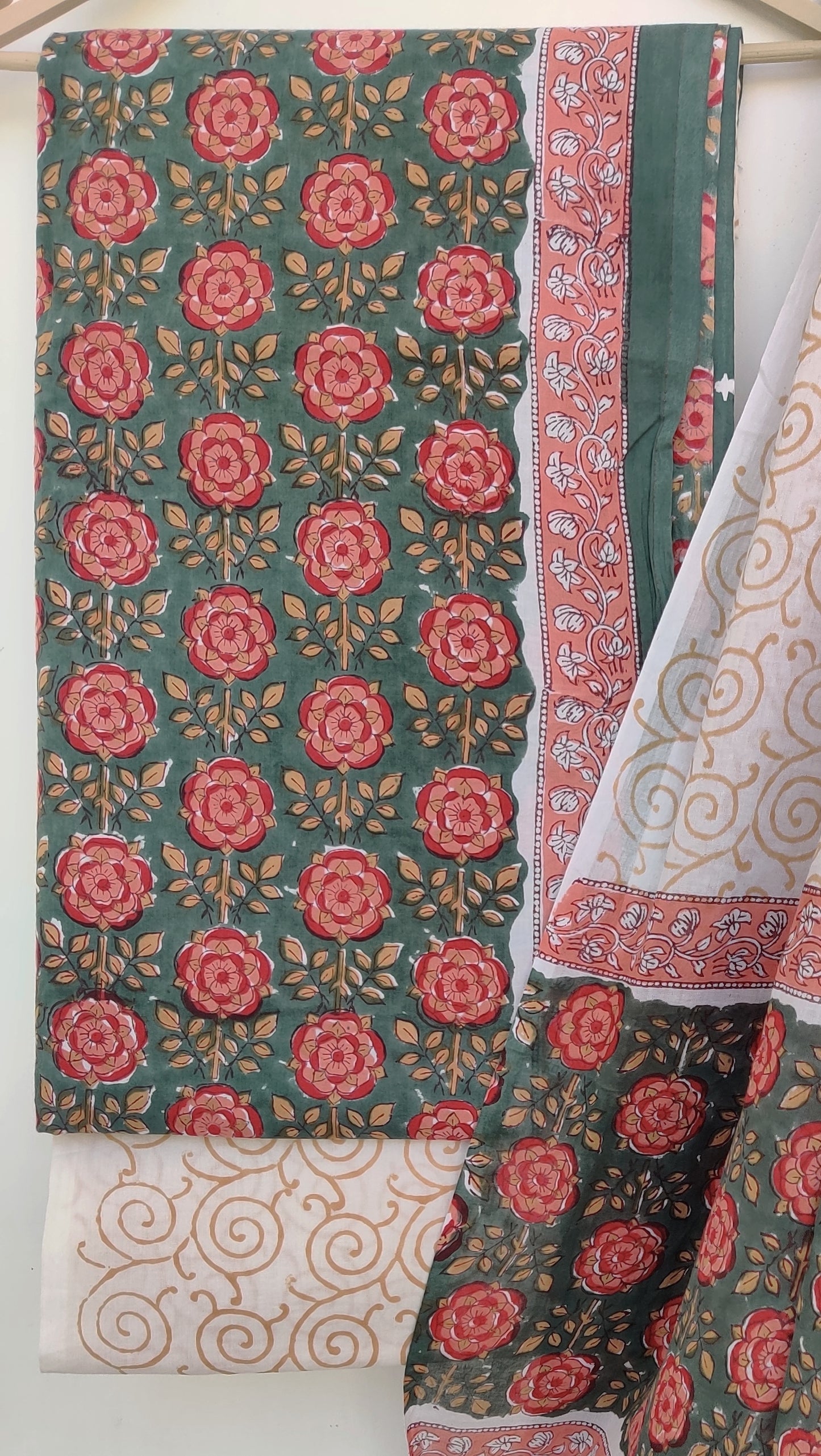 Block Printed Cotton Suit with Mulmul dupatta