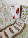 Hand Block Printed Cotton Suit with Pure Chiffon dupatta